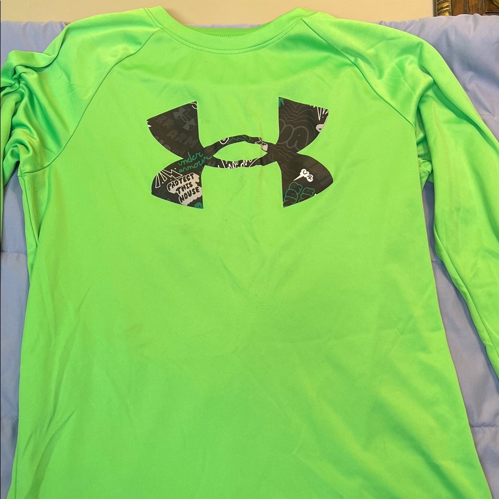 Under Armour Kids Neon Green Long Sleeve Tee- large